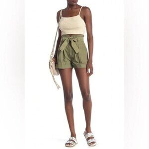 Good Luck Gem Green High Waist Paper Bag Shorts, Size Medium